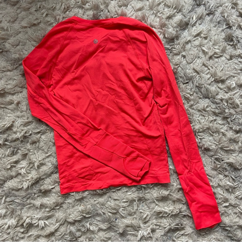 Lululemon Swiftly tech 2.0 long sleeve race length bright pinky orange